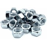 Mutter 50 Sexkantsmutter M6 5mm x 10mm Förzinkat Stål DIN 934 M6 Mutter för Bultar och Muttrar, Kopplingsdelar, Justering och Fixering Inomhus och Utomhus