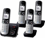 KXTG6824 Quad Panasonic Cordless Phone Answer Machine 4 Handset Telephone Silver