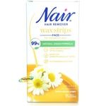 16 Nair Face Wax Strips Hair Remover For Sensitive Skin With Chamomile Extract