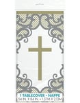 Flott Dekorert Plastduk med Gullkors 137x213 cm - Gold Cross