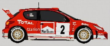 Peugeot 206 WRC World Rally Car Cross Stitch Kit
