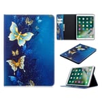 iPad 10.2 (2019) stylish pattern leather flip case - Blue and Gold Butterfly