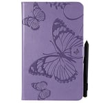 JIan Ying Samsung Galaxy Tab A 10.1 SM-T580 T585 Tough Case Auto Wake/Sleep Smart Protective Cover Premium Leather Stand Folio Ultra Slim Lightweight Protector Purple butterfly