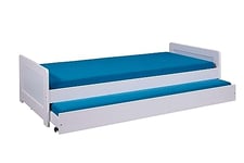 Inter Link - Lit gigogne - lit tiroir - lit avec rangements - Lit en bois massif - 90 x 200 cm - 2 couchages - Avec sommier à lattes - Blanc vernis - Surf