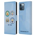 Head Case Designs Officially Licensed Manchester City Man City FC 1894 Sky Blue Geometric Historic Crest Evolution Leather Book Wallet Case Cover Compatible With Apple iPhone 12 Pro Max