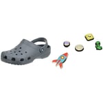 Crocs Unisex's Classic Clog, Slate Grey, 11 UK Jibbitz Shoe Charm 5-Pack | Personalize with Jibbitz Outerspace One-Size