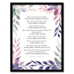 Blessed Beatitudes Sermon of the Mount Matthew Gospel Violet Framed Art Print