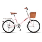 cuzona Bicycle Adult Women's 20 Inch Lightweight City Commuter Lady Ordinary Middle School Student Bike-Single speed_【Youth Pink】_20 inches