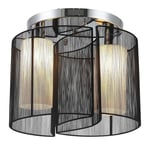HOMCOM taklampa vintage taklampa med 2 lampor, E27-sockel, svart, Ø47,5 x 33H cm (utan glödlampor) |