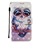 Huzhide Samsung Galaxy A21S Case, Flip Shockproof 3D PU Leather Notebook Wallet Protective Cover with Magnetic Closure Stand Card Holder TPU Bumper Folio Shell for Samsung A21S Phone Cover, Owl