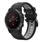 Garmin Fenix 5X etc. Solar etc. Klockarmband i silikon - Svart/Grå