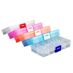 HEALLILY 5PCS 10-Grid Plastic Grid Box Removable Divider Adjustable Storage Case Organizer Box Container for Drugs Pills Jewelries Small Items