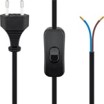 Goobay Kabel med euro-kontakt för montering - med strömbrytare, 1,5 m, svart Euro-kontakt (typ C, CEE 7/16) > lösa kabeländar