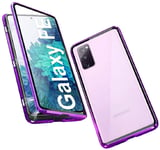 Case for Samsung Galaxy S20 FE 5G Cover Magnetic Adsorption Metal Frame + Front and Back Tempered Glass Transparent Flip Cover Ultra Thin Full Body Screen 360 Degrees Coverage Protective Case,Purple