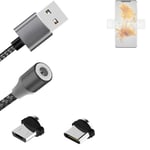 Magnetic charging cable for Huawei Mate 50 Pro with USB type C and Micro-USB con