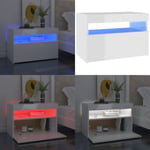 Sängbord med LED-belysning vit högglans 60x35x40 cm - Sängbord - Säng Bord - Home & Living
