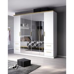 Armoire adulte scandinave 226 cm blanc/chêne Edisson Blanc