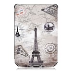 EIDERWOOD PocketBook Basic Lux 4 Kunstskinn Flip Deksel m. Sleep-Funksjon - &quot;Eiffeltårnet&quot; Hvit/Sort