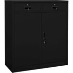 Armoire de bureau 90x40x102 cm en acier avec portes et compartiments différentes couleurs Couleur : Noir