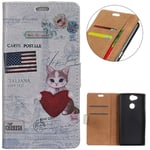 KM-WEN® Case for Sony Xperia XA2 Plus (6.0 Inch) Book Style Heart Cat Pattern Magnetic Closure PU Leather Wallet Case Flip Cover Case Bag with Stand Protective Cover Color-6