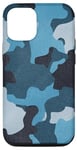 iPhone 14 Blue Vintage Camo Realistic Worn Out Effect Case
