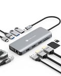 NOVOO Docking Station 11 en 1, Hub USB C Double HDMI, Multiport Dock USB C vers USB x 4, PD 100W, Gigabit Ethernet, Lecteur de Carte SD/TF, Station d'accueil pour MacBook Air Pro HP Dell XPS