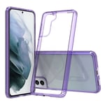 SANAI Samsung Galaxy S21 Plus 5G Clear Phone Case with Violet Edges |Shockproof| Anti Yellow| Slim, Tough, Hard, Acrylic Back with Soft TPU Edges| Anti Scratch Cover (Clear with Violet Edges)