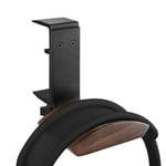 Geekria Wooden Headphones Stand Compatible with Air Pods Max, Headphone Hook, Earphones Hanger Mount, Dual-Purpose Aluminum Headset Desktop Clip with Walnut Holder