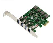 KALEA-INFORMATIQUE Carte contrôleur PCI Express PCIe vers USB 3.0 4 Ports USB3 Type A horizontaux, avec Chipset Via VLI VL805. Equerres Low et High Profile. Auto alimentée. High Power 8A.