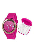 Harry Lime Series 7 Pink Silicone Strap Smart Watch With Pink True Wireless Earphones In Charging Case