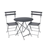 Fermob - Bistro matgrupp bord 77cm & 2 metall stolar anthracite - Matgrupper utomhus