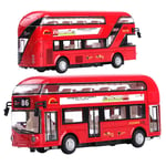 1 32 Scale Model Cars Alloy Double-Decker Bus Toy British London Bus Sightseeing Bus Pull Back Sound And Light Car 86 Bus Birthday Gifts For Children-A