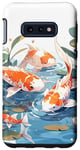 Galaxy S10e four koi fish japanese carp asian goldfish flowers lily pads Case
