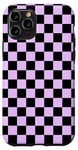 iPhone 11 Pro Black Purple Classic Checkered Pattern Checker Checkerboard Case