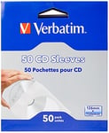 Enveloppes pour CD Verbatim - 50 pièces - Pochettes de CD - enveloppe vierge - protège de la poussière et la saleté - avec fenêtre - enveloppe avec rabat en papier pour CD & DVD & Blu-Ray