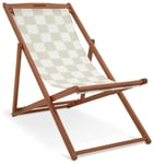 Habitat Folding Wooden Garden Deck Chair- Cream & White