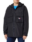 Tommy Jeans Men's Fleece Lined Jacket for Transition Weather, Black (Black), S