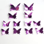 12/pack 3d Mirror Butterfly Wall Stickers Home Decoration Pv