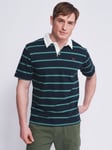 Aubin Conningsby Heavyweight Cotton Polo Shirt, Navy/Green