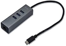 i-tec USB-C Métal 3-Port USB HUB avec Gigabit Ethernet Adapter 1x USB-C vers RJ-45 3x USB 3.0 Port pour Windows MacOS Linux Android Thunderbolt 3 Compatible