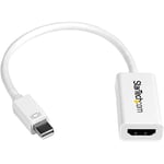 StarTech.com Mini DisplayPort to HDMI Adapter - Active mDP to HDMI Video Converter - 4K 30Hz - Mini DP or Thunderbolt 1/2 Mac/PC to HDMI Monitor/TV/Display - mDP 1.2 to HDMI Adapter Dongle - White