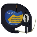 vhbw Ruban plastique compatible avec Dymo LetraTag Plus LT-100T, QX50, Plus LT-100H imprimante d'étiquettes 12mm Noir sur Jaune, plastique