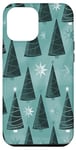 Coque pour iPhone 12 Pro Max Love Christmas Arbres de Noël Bleu Aquarelle Turquoise Noël