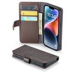 Mobique iPhone 13 Plånboksfodral i Äkta Läder, Brun