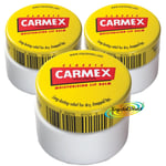 3x Carmex Classic Moisturising Lip Protection Balm Pot Dry Chapped Lips 7.5g