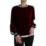 DOLCE & GABBANA Sweater Pullover Bordeaux Velvet Round Neck IT40/US6/S 1500usd
