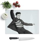 Glass Chopping Board - Elvis Presley The Jailhouse Rock - Textured Worktop Saver Cutting Board - Heat Resistant, Shatterproof and Hygenic - 39 x 28.5 cm