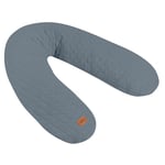 BEABA, Big Flopsy, Coussin d'allaitement/Grossesse, Oreiller Maternité, Multifonctions, Convient pour Dormir/Allaiter, Soutien, Détente et Confort Optimal, Fleur de Coton, Oekotex, Gris mineral