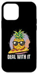 Coque pour iPhone 12 mini Design mignon ananas sur plaque à pizza – Amusant « Deal with It »