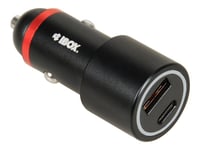 Ibox C-20 - Strömadapter För Bil - 48 Watt - 3 A - Huawei Fast Charge, Pd 3.0, Qc 3.0, Afc, Scp, Apple 2.4A - 2 Utdatakontakter (Usb, 24 Pin Usb-C) - Svart